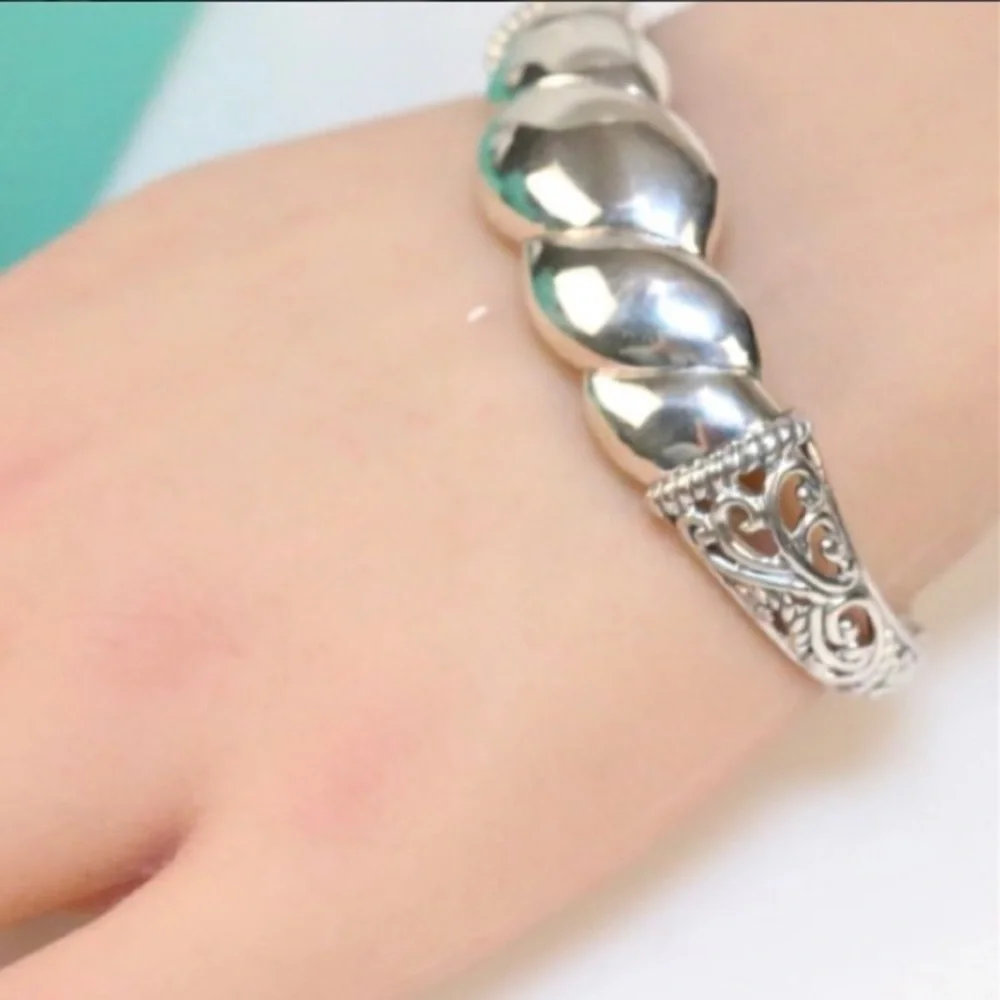 NEW Carolyn Pollack Sterling Silver Statement Scroll Wide Bracelet in the Box
